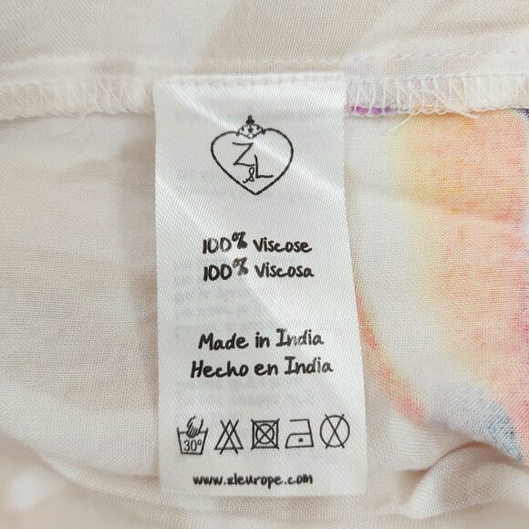 Z&L Europe Mini Dress Womens Medium Beige Floral Flared Sleeve Y2K Beachy Travel - Picture 10 of 12